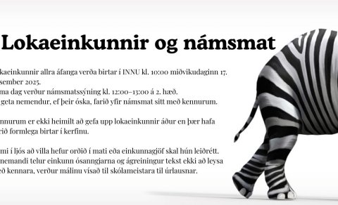 Einkunnir og námsmatssýning 17. desember kl.12:00 - 13:00